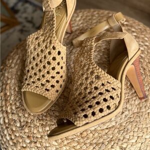 Tan Woven Heeled Sandals